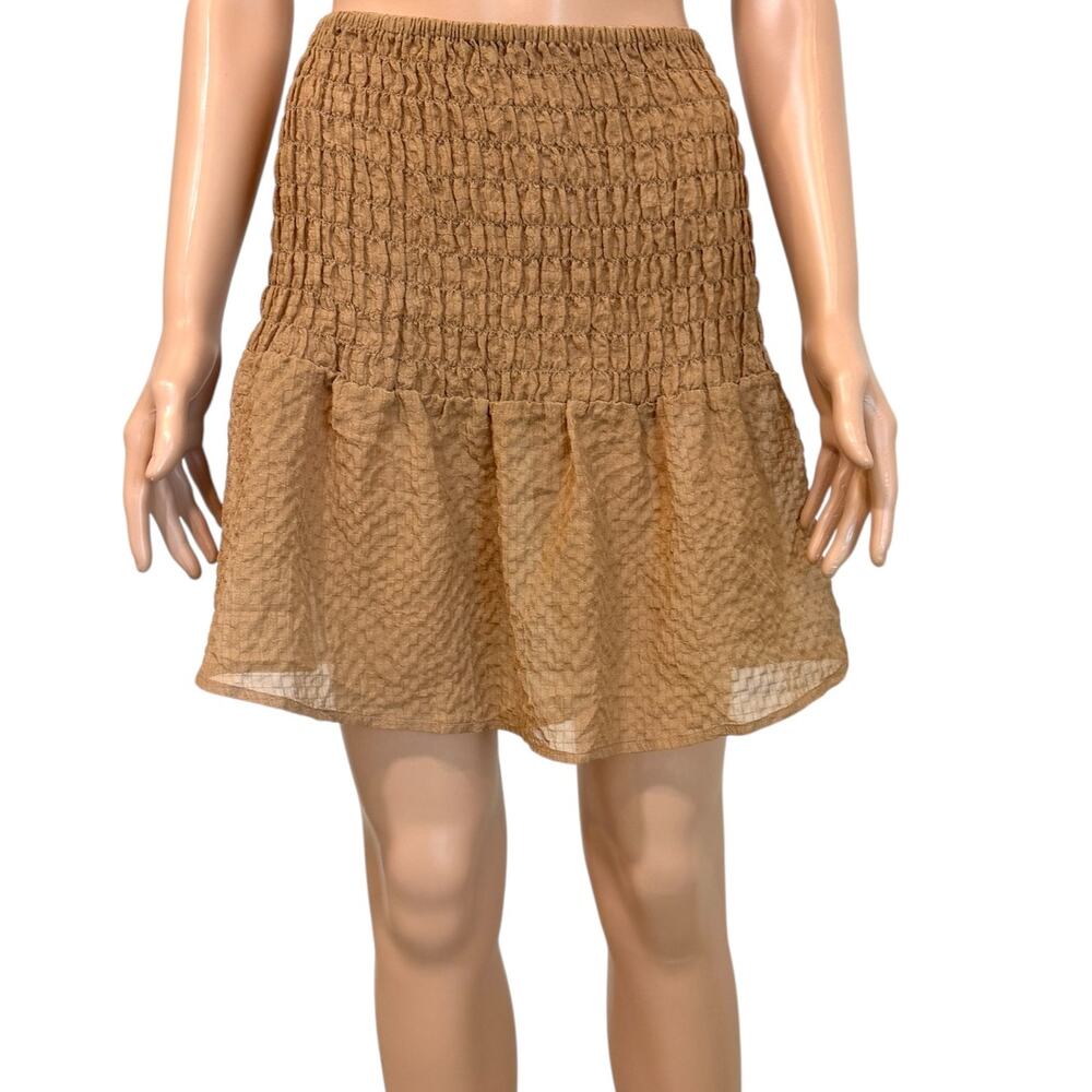 new Open Edit large smocked semi sheer mini skirt Chanterelle SK 3134